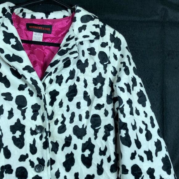 Vintage Misdemeanor Coat Black White Cow Print Boutique Animal Silk Lined S - Picture 4 of 13